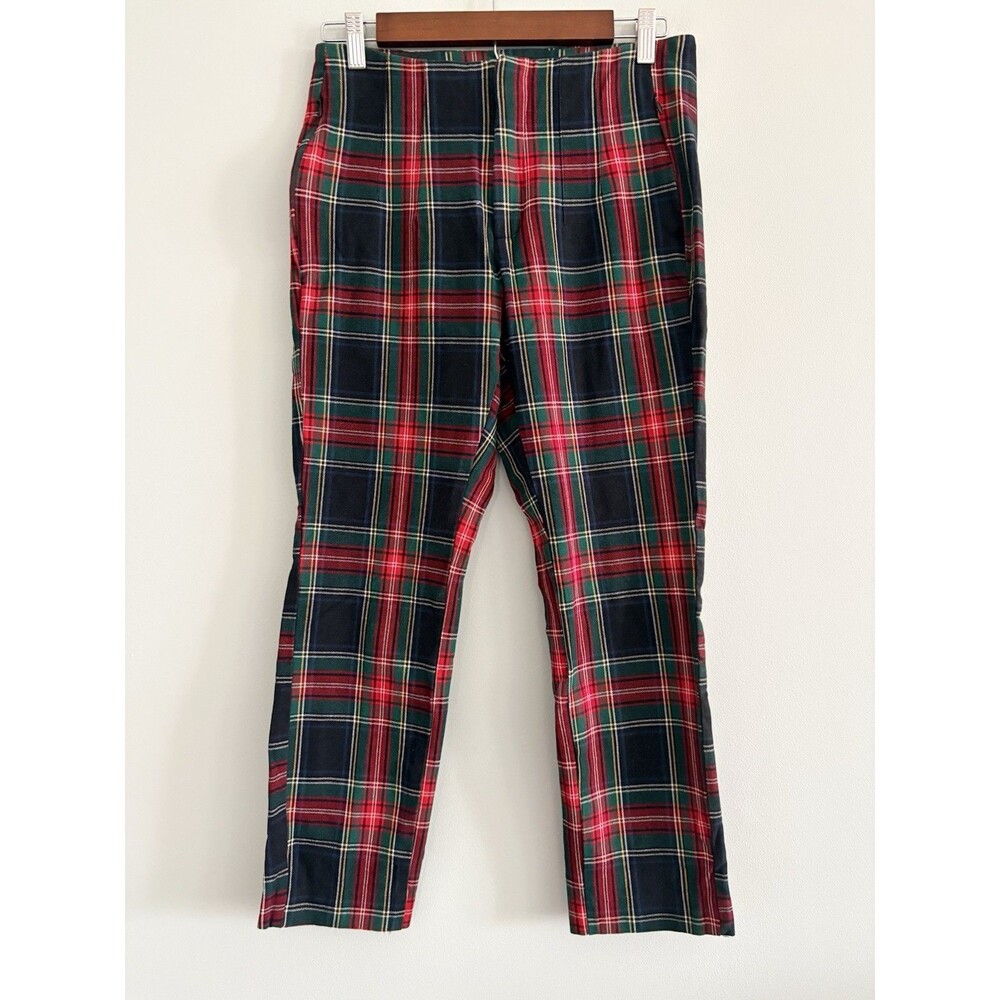 Old Navy Pants Womens 6 Red Plaid Extra High Rise Pixie Ankle Skinny Stretch